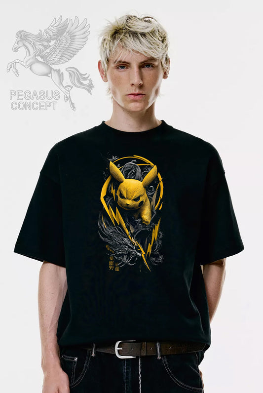 Μπλούζα μακό Premium ποιότητας σε χρώμα μαύρο με τύπωμα Pokemon - Picaccu