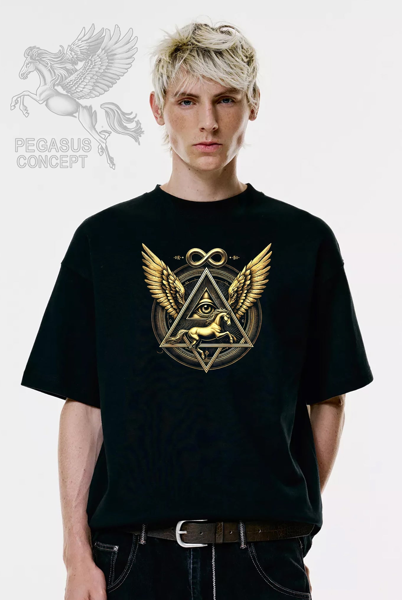 Μπλούζα μακό Premium ποιότητας σε χρώμα μαύρο με τύπωμα Pegasus - Infinity