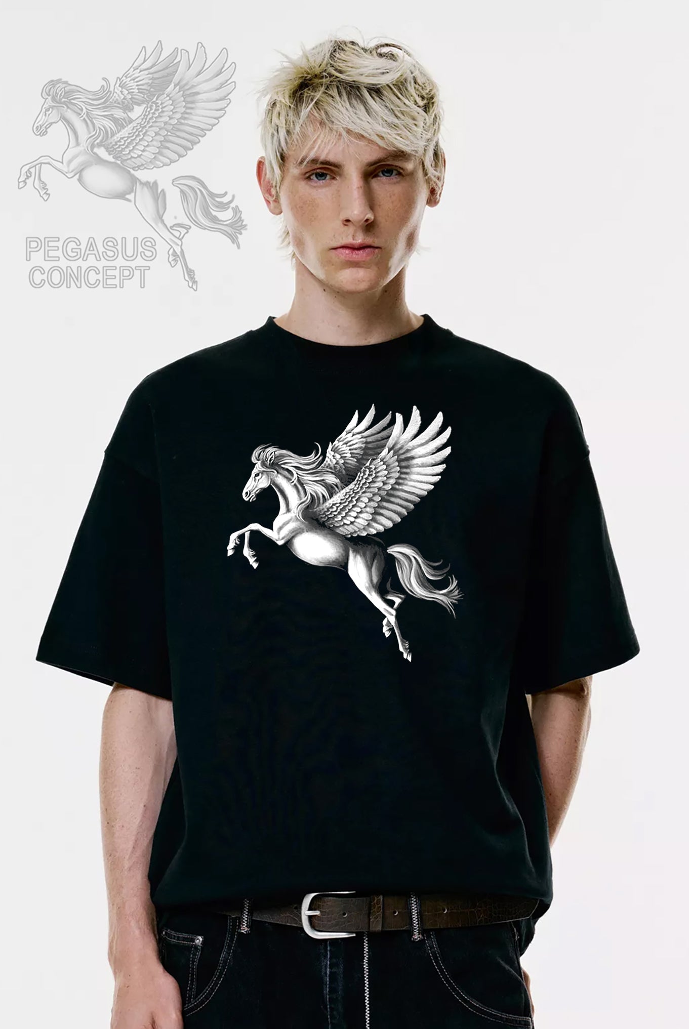 Μπλούζα μακό Premium ποιότητας σε χρώμα μαύρο με τύπωμα Pegasus