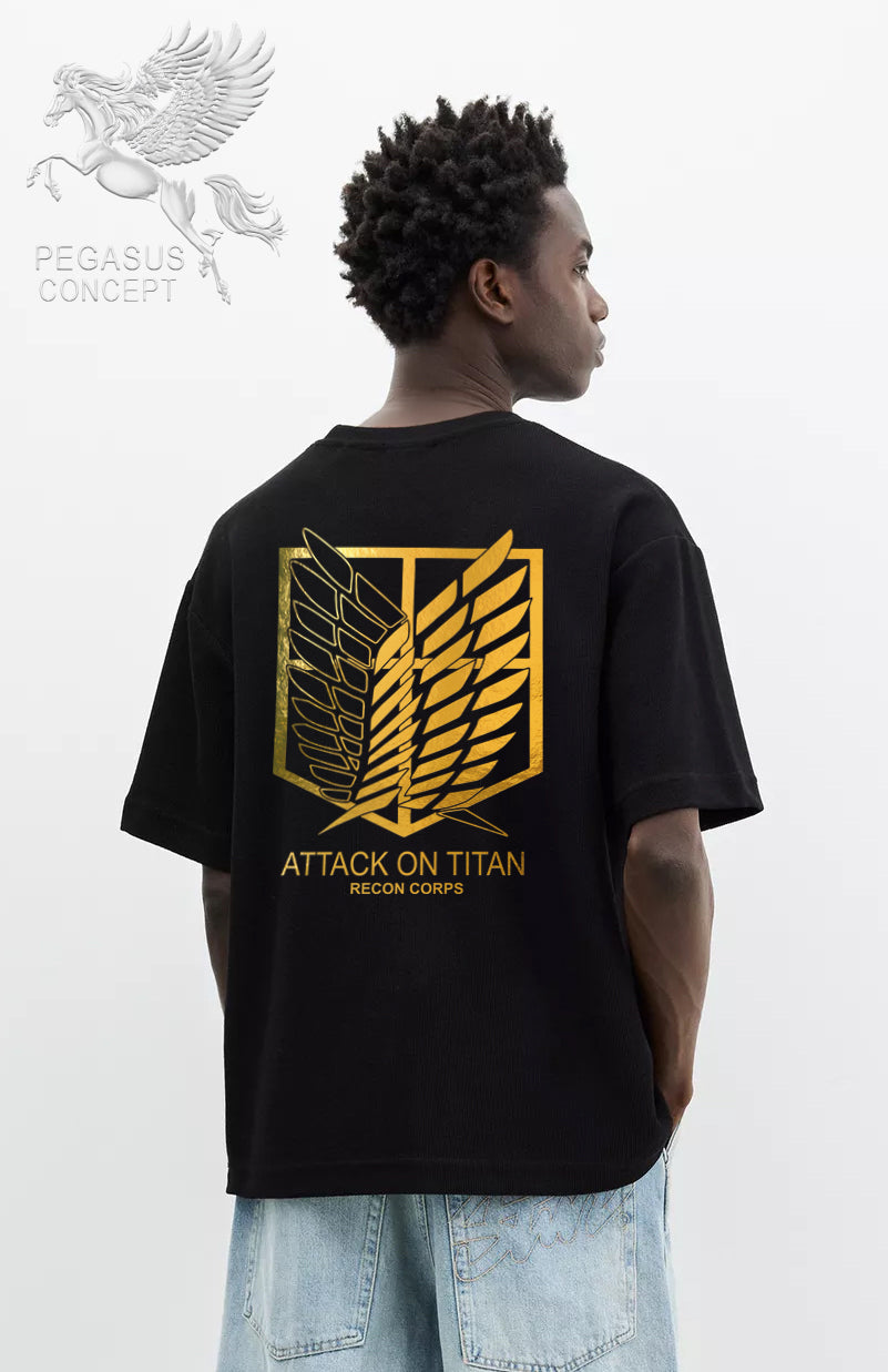 Μπλούζα μακό Premium ποιότητας σε χρώμα μαύρο με τύπωμα Attack on Titan