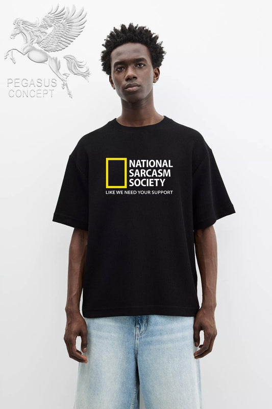 Μπλούζα μακό Premium ποιότητας σε χρώμα μαύρο με τύπωμα National Sarcasm Society
