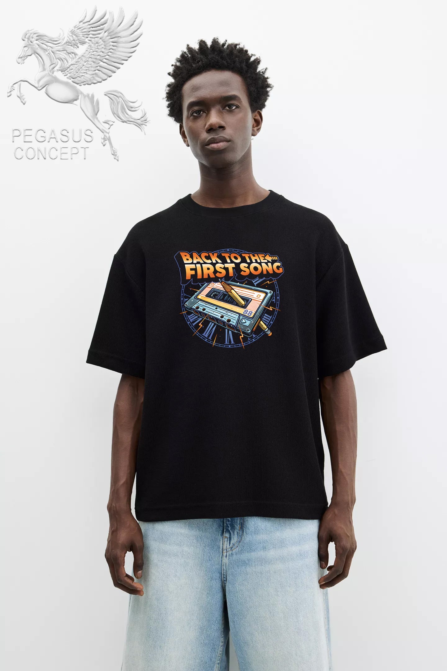 Μπλούζα μακό Premium ποιότητας σε χρώμα μαύρο με τύπωμα Back to the first song retro