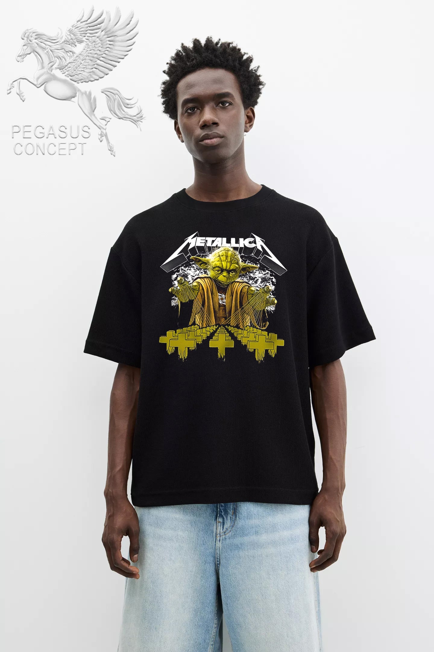 Μπλούζα μακό Premium ποιότητας σε χρώμα μαύρο με τύπωμα Star Wars Hjoda Metallica