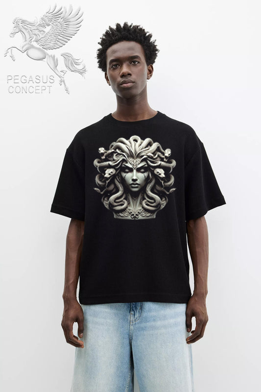 Μπλούζα μακό Premium ποιότητας σε χρώμα μαύρο με τύπωμα Medusa