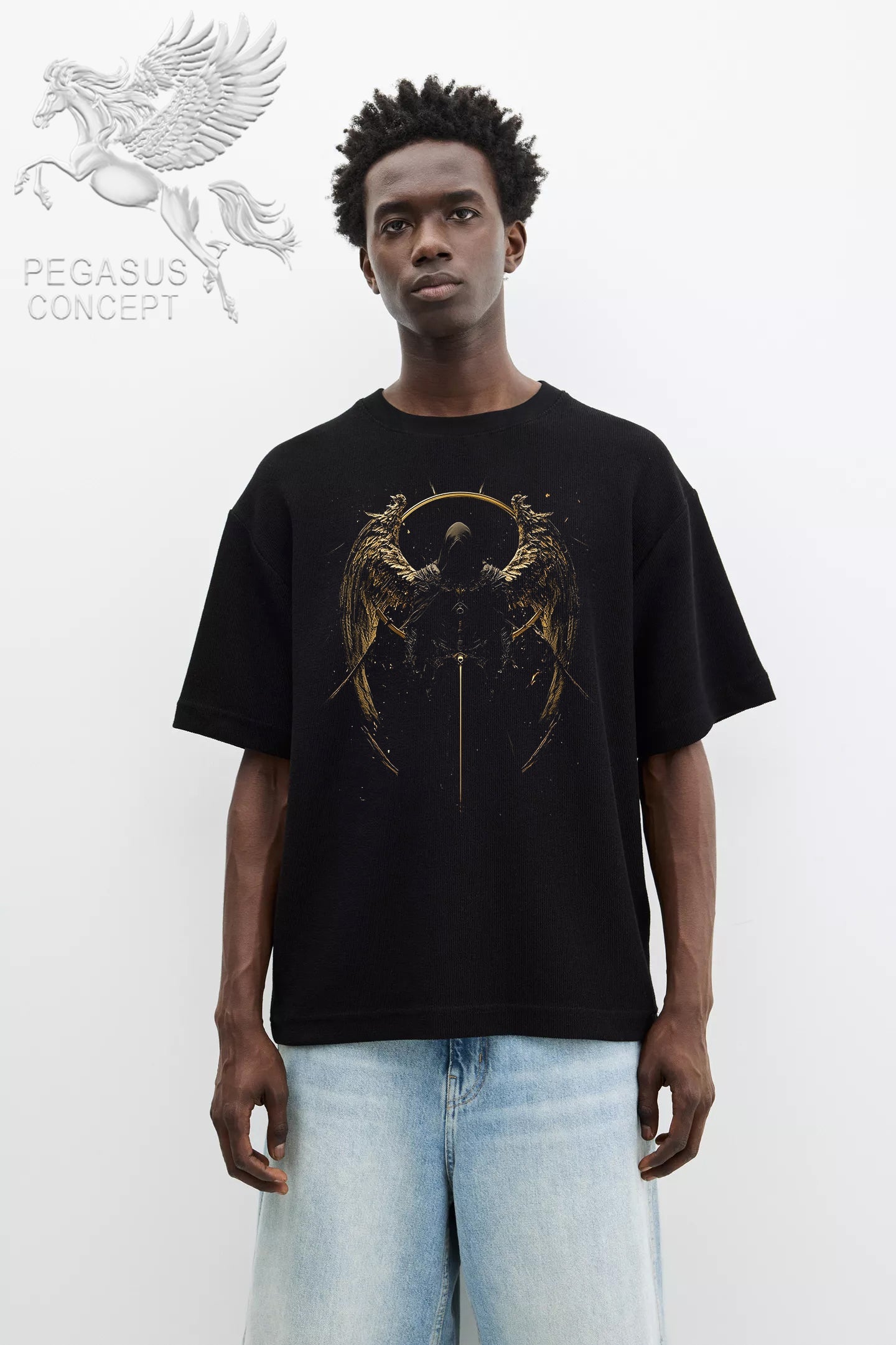 Μπλούζα μακό Premium ποιότητας σε χρώμα μαύρο με τύπωμα Archangel