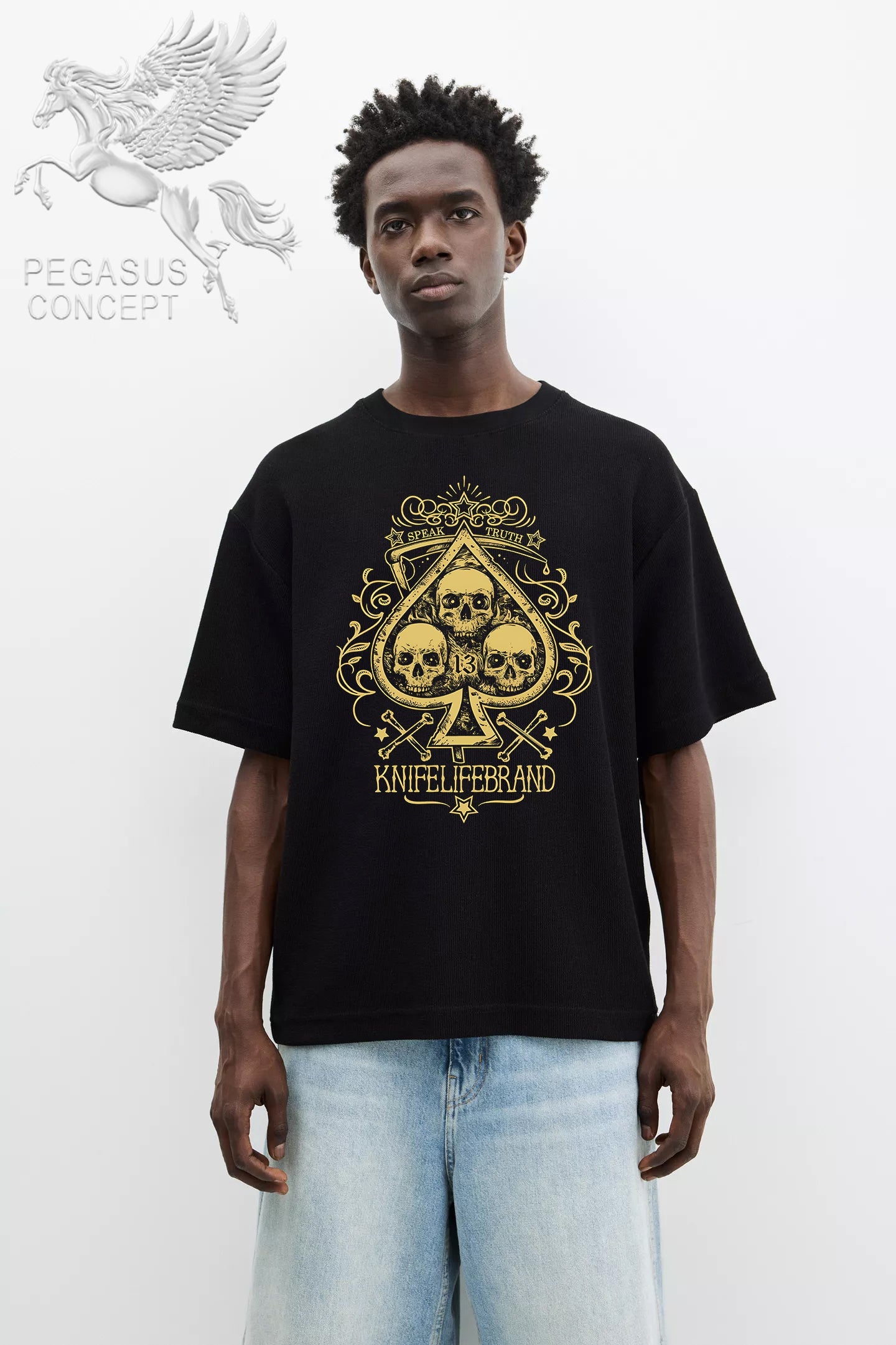 Μπλούζα μακό Premium ποιότητας σε χρώμα μαύρο με τύπωμα KnifeLifeBrand