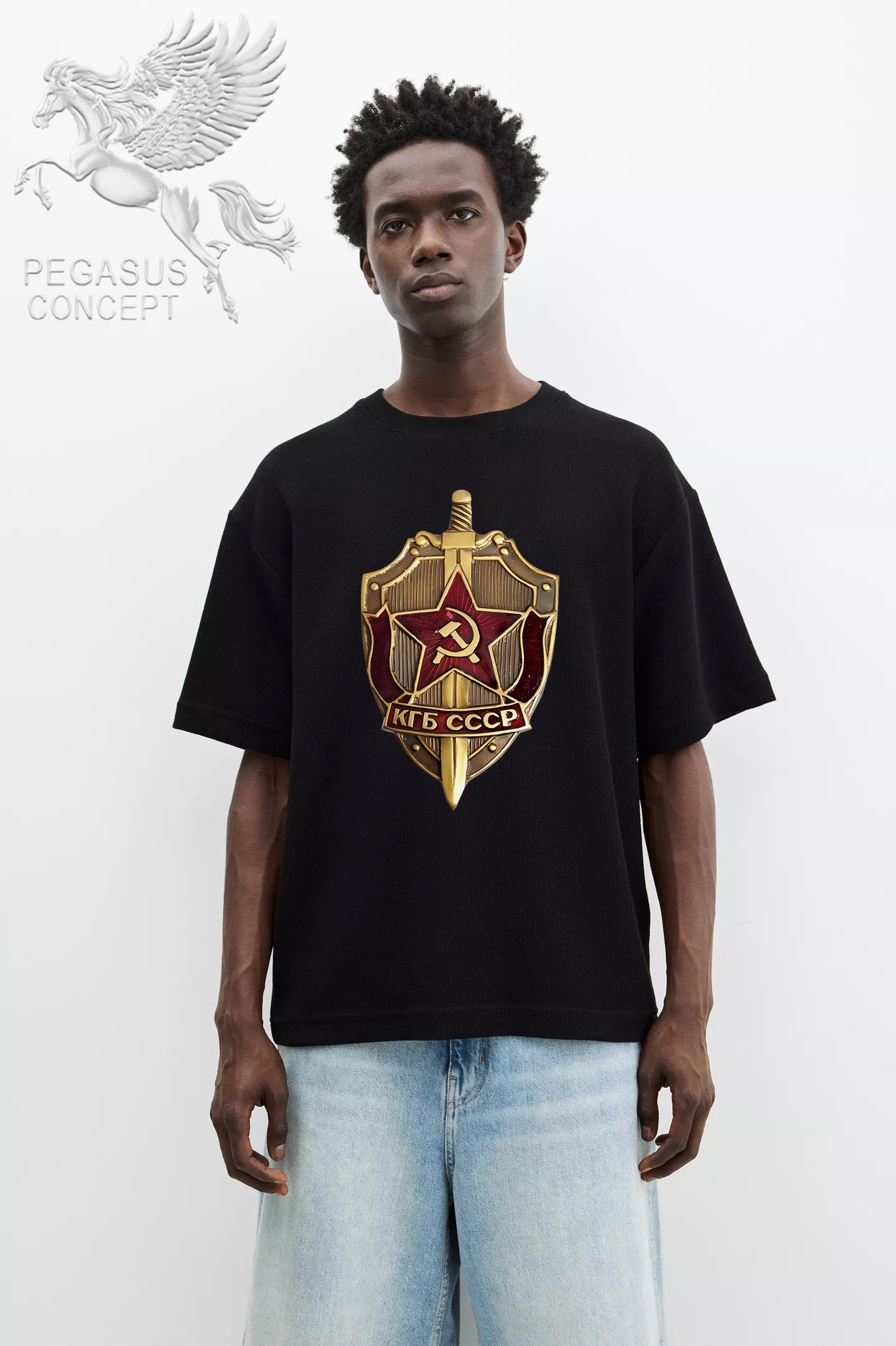 Μπλούζα μακό Premium ποιότητας σε χρώμα μαύρο με τύπωμα KGB