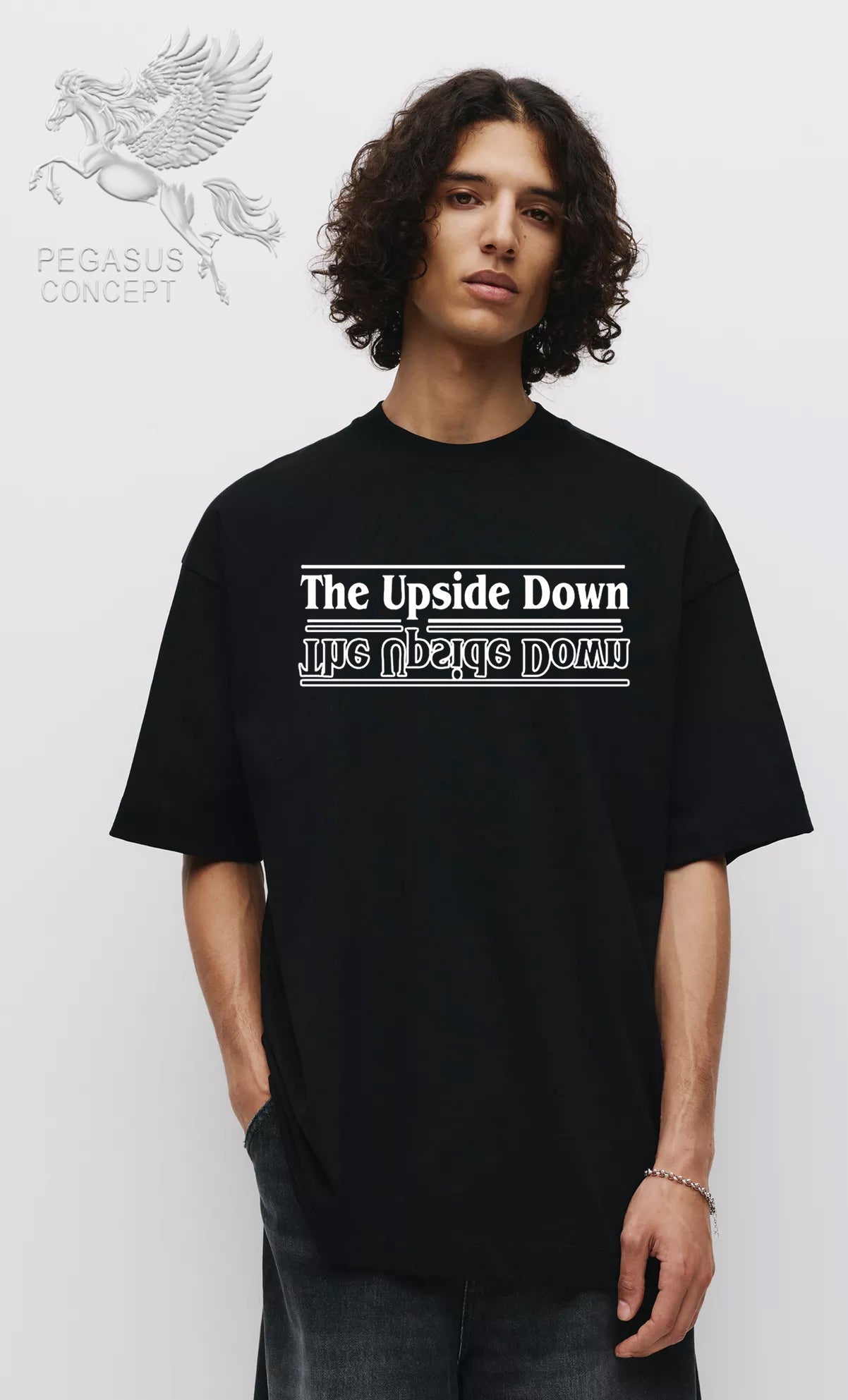 Μπλούζα μακό Premium ποιότητας σε χρώμα μαύρο με τύπωμα The Upsidedown - Stranger Things