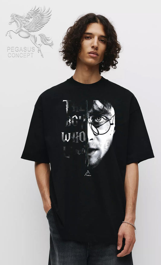 Μπλούζα μακό Premium ποιότητας σε χρώμα μαύρο με τύπωμα Harry Potter