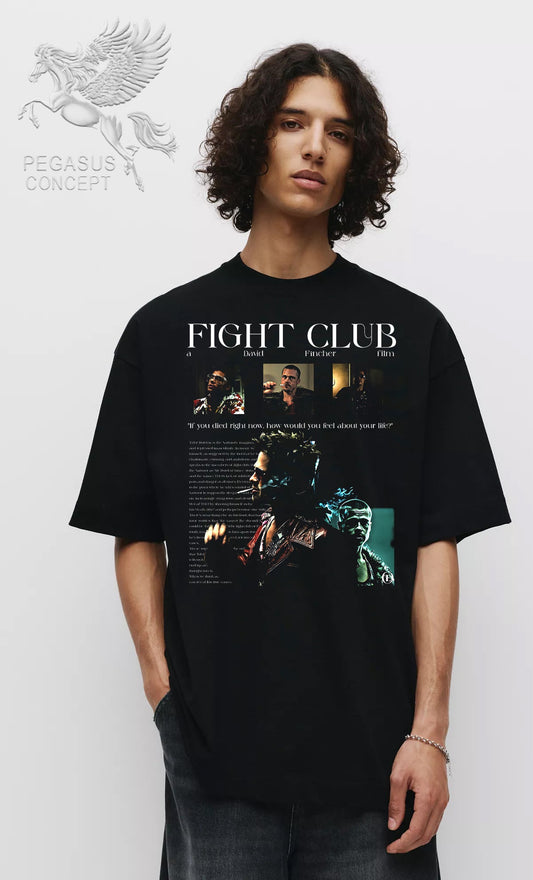 Μπλούζα μακό Premium ποιότητας σε χρώμα μαύρο με τύπωμα Fight Club