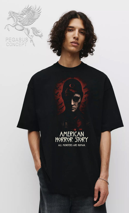 Μπλούζα μακό Premium ποιότητας σε χρώμα μαύρο με τύπωμα American Horror Story