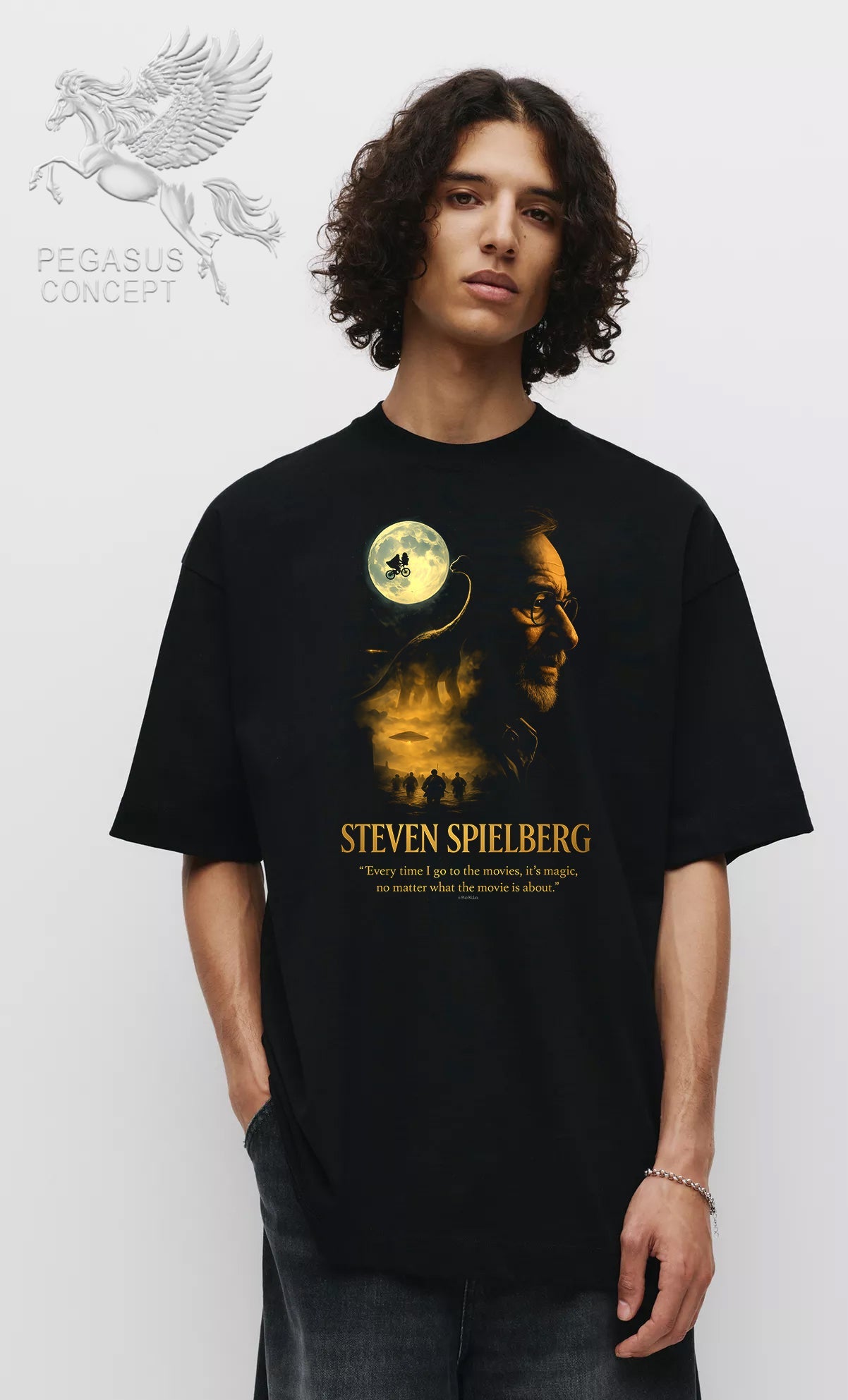 Μπλούζα μακό Premium ποιότητας σε χρώμα μαύρο με τύπωμα Steven Spielberg