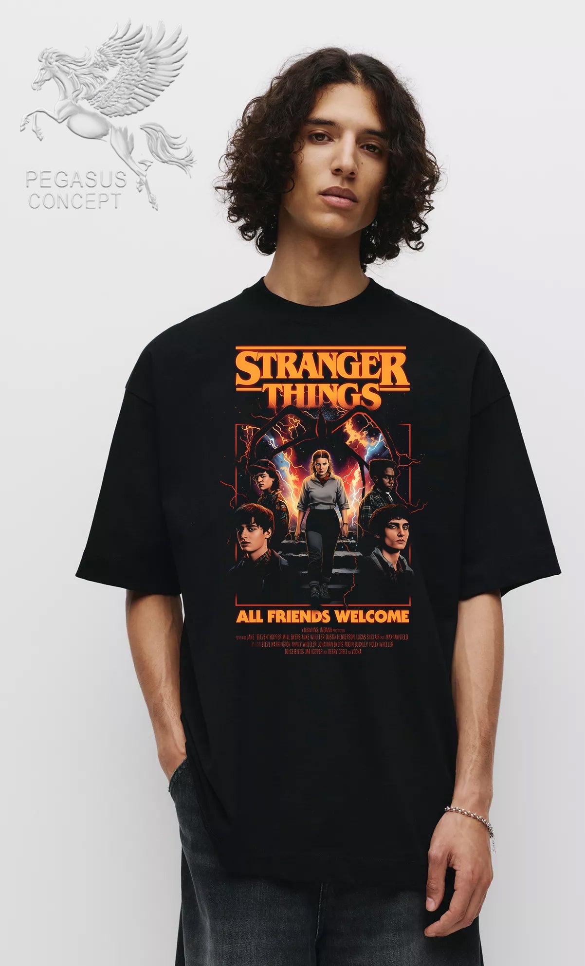 Μπλούζα μακό Premium ποιότητας σε χρώμα μαύρο με τύπωμα Stranger Things