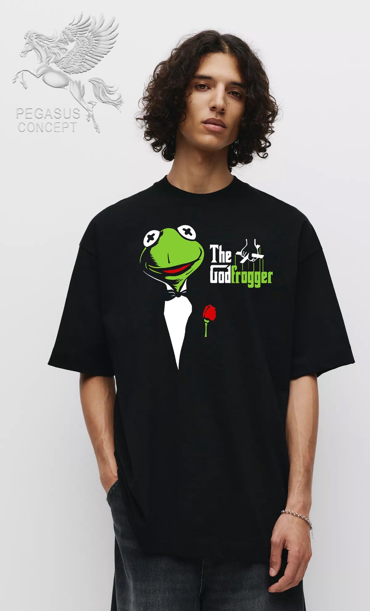 Μπλούζα μακό Premium ποιότητας σε χρώμα μαύρο με τύπωμα The Godfrogger