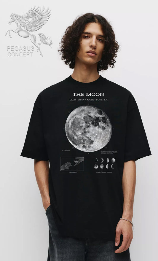 Μπλούζα μακό Premium ποιότητας σε χρώμα μαύρο με τύπωμα The Moon