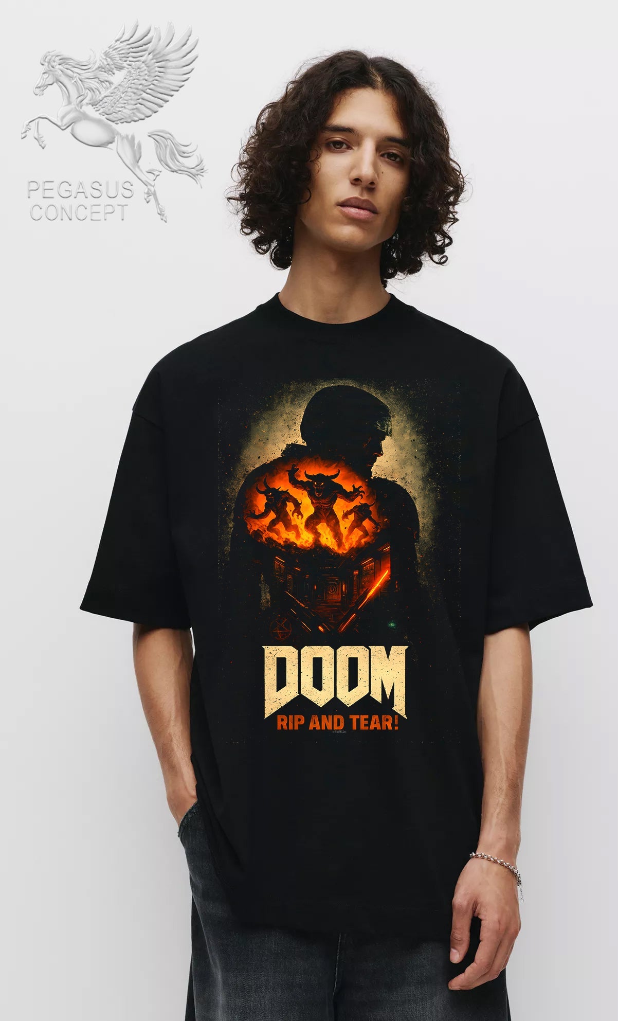 Μπλούζα μακό Premium ποιότητας σε χρώμα μαύρο με τύπωμα Doom