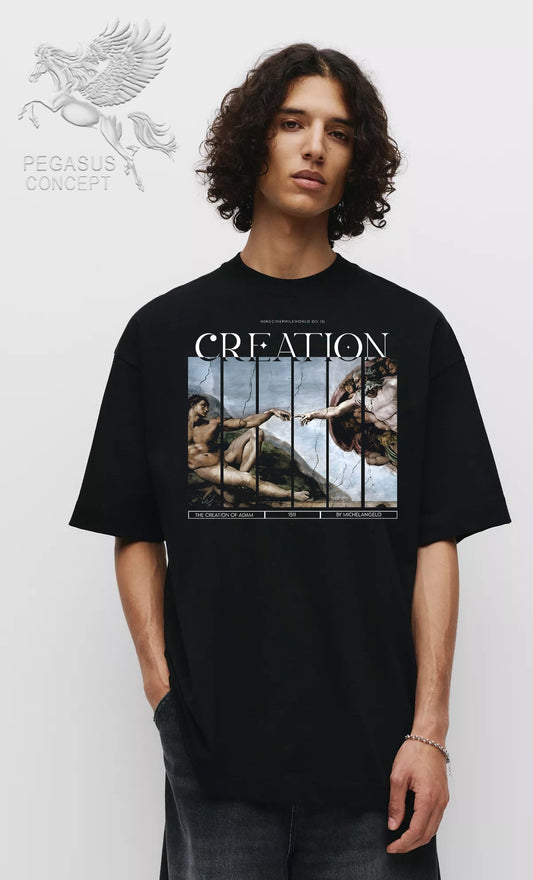 Μπλούζα μακό Premium ποιότητας σε χρώμα μαύρο με τύπωμα Creation Art