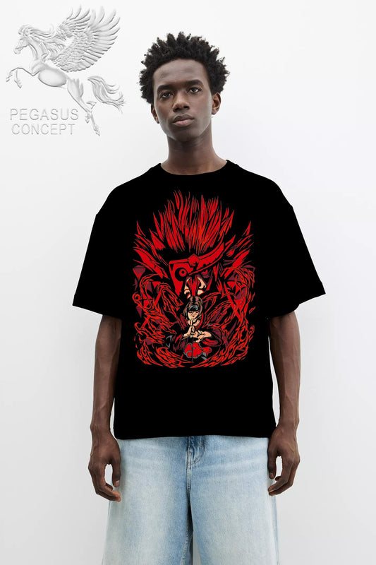 Μπλούζα μακό Premium ποιότητας σε χρώμα μαύρο με τύπωμα Naruto