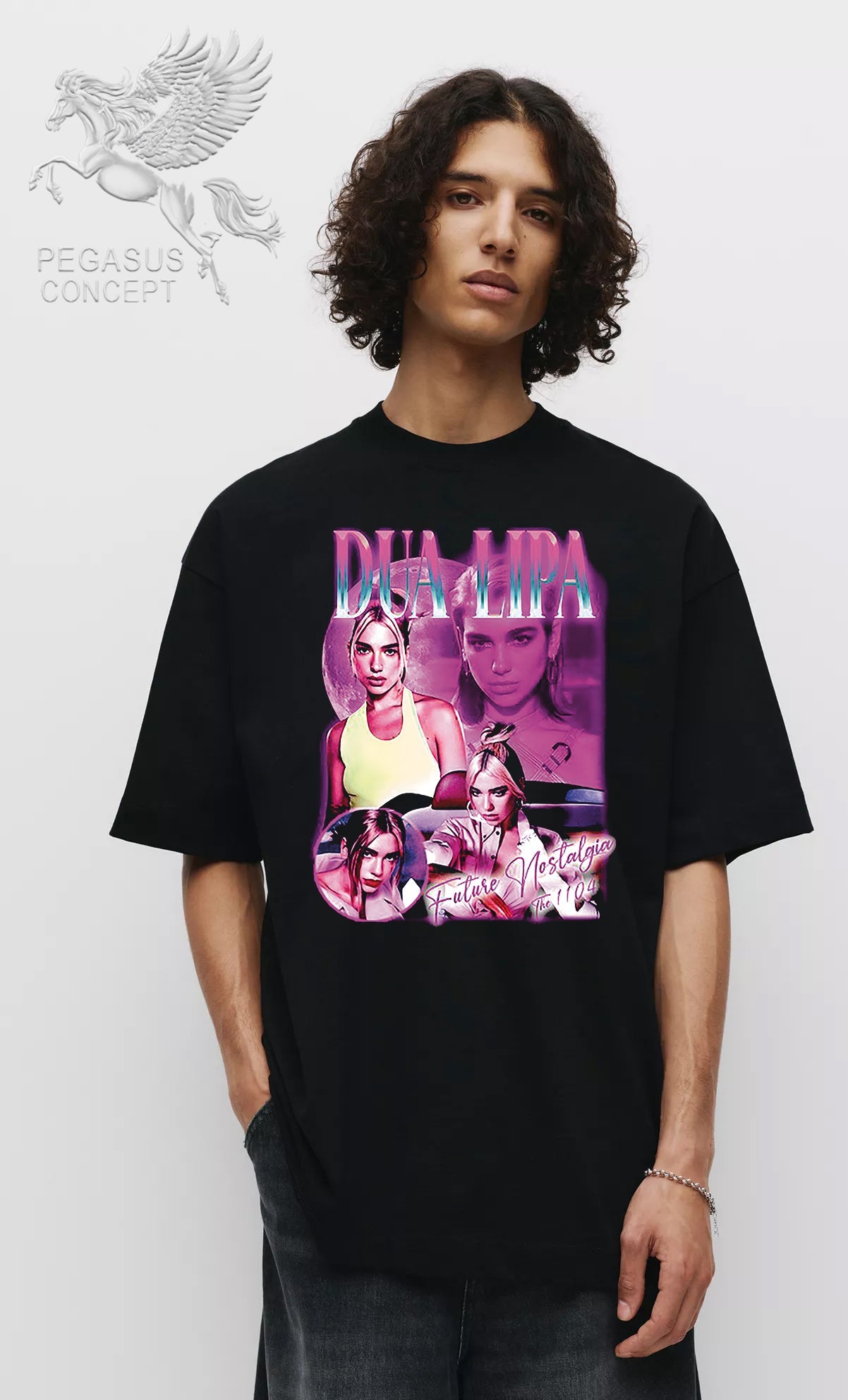 Μπλούζα μακό Premium ποιότητας σε χρώμα μαύρο με τύπωμα Dua Lipa