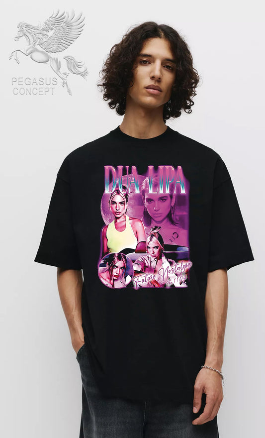 Μπλούζα μακό Premium ποιότητας σε χρώμα μαύρο με τύπωμα Dua Lipa