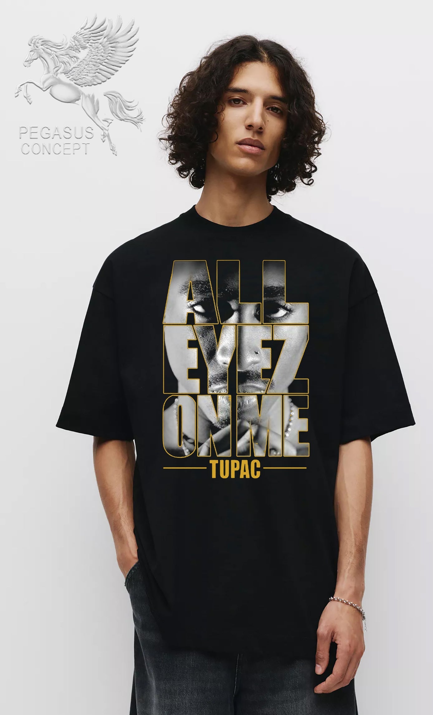 Μπλούζα μακό Premium ποιότητας σε χρώμα μαύρο με τύπωμα Tupac