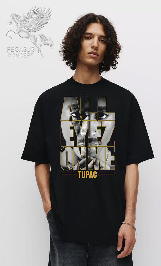Μπλούζα μακό Premium ποιότητας σε χρώμα μαύρο με τύπωμα Tupac