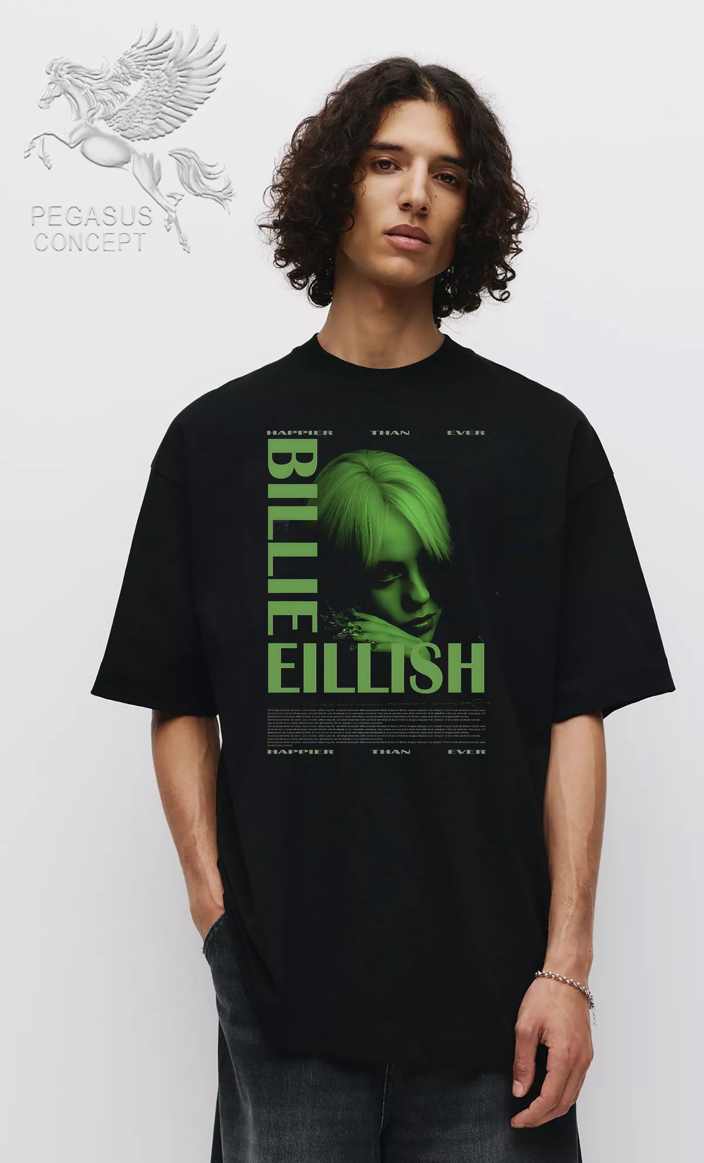 Μπλούζα μακό Premium ποιότητας σε χρώμα μαύρο με τύπωμα Billie Eilish