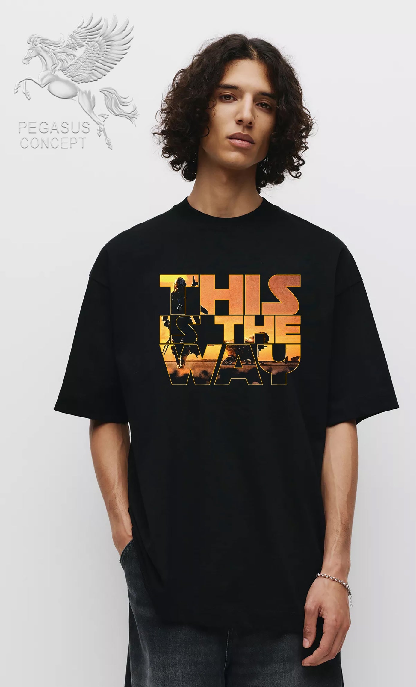 Μπλούζα μακό Premium ποιότητας σε χρώμα μαύρο με τύπωμα This is the Way Mandalorian