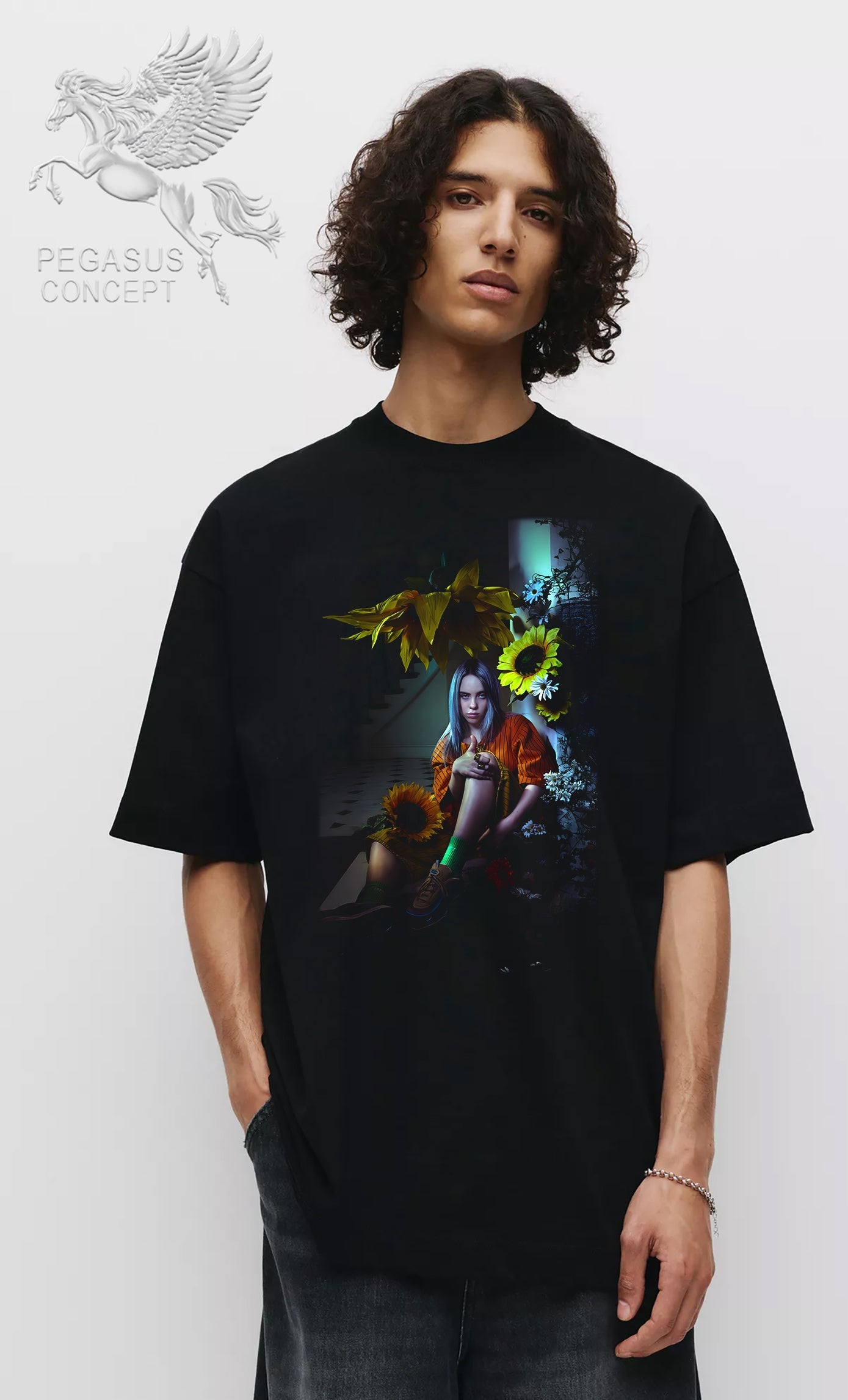 Μπλούζα μακό Premium ποιότητας σε χρώμα μαύρο με τύπωμα Billie Eilish