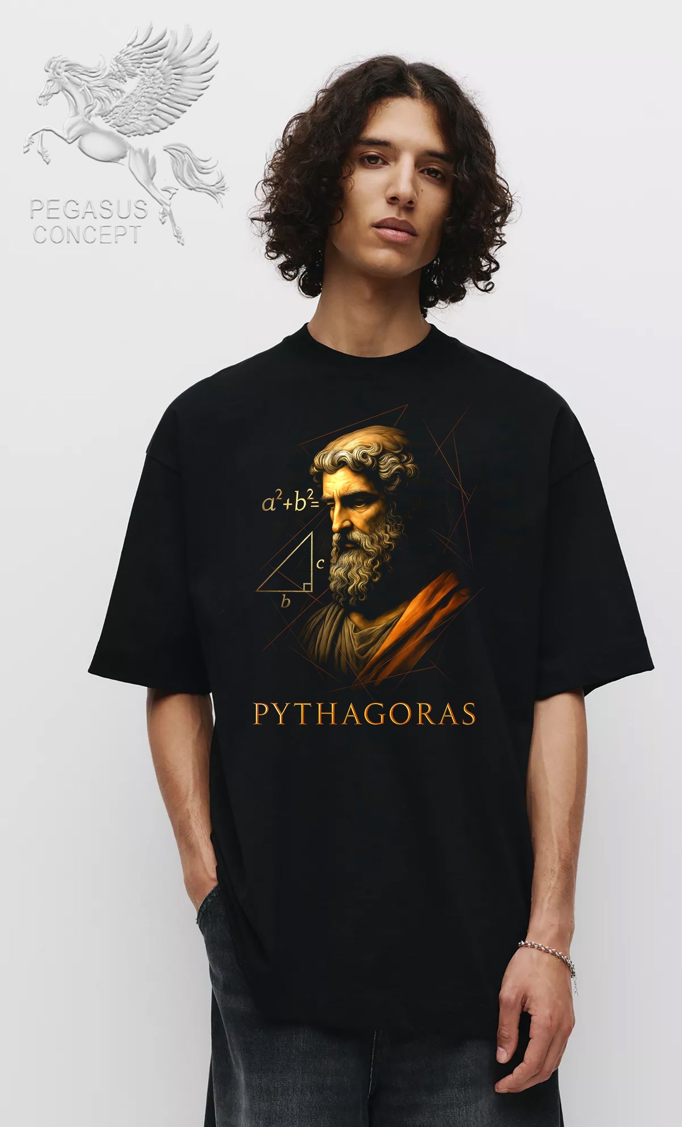 Μπλούζα μακό Premium ποιότητας σε χρώμα μαύρο με τύπωμα Pythagoras