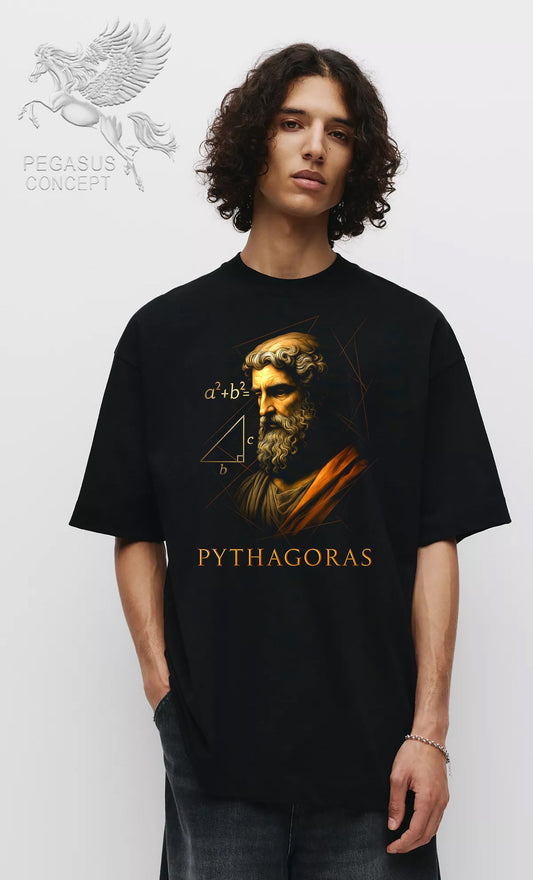 Μπλούζα μακό Premium ποιότητας σε χρώμα μαύρο με τύπωμα Pythagoras
