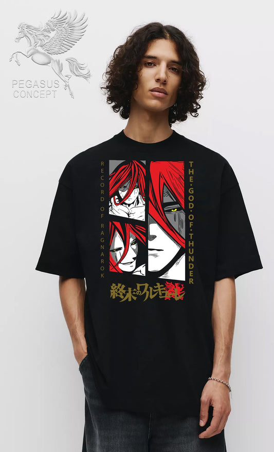 Μπλούζα μακό Premium ποιότητας σε χρώμα μαύρο με τύπωμα Record of Ragnarok