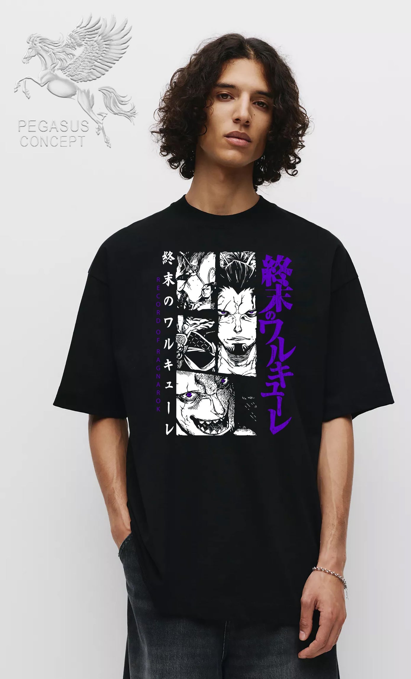 Μπλούζα μακό Premium ποιότητας σε χρώμα μαύρο με τύπωμα Record of Ragnarok