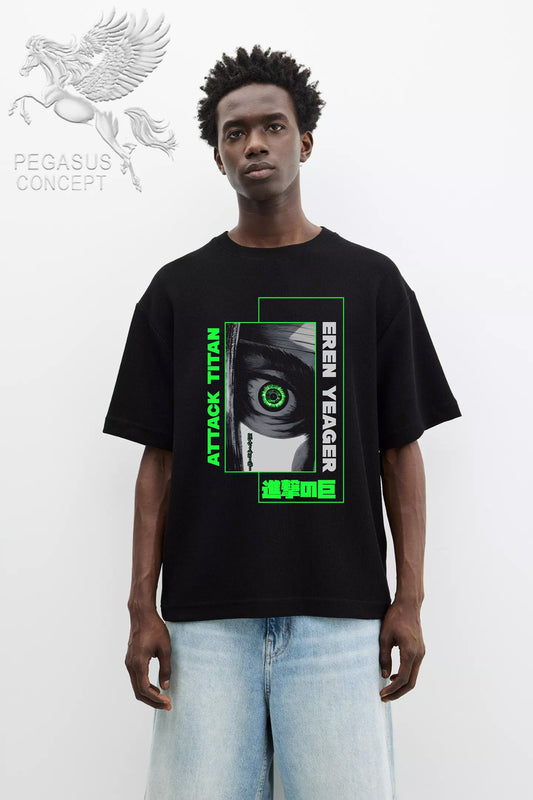 Μπλούζα μακό Premium ποιότητας σε χρώμα μαύρο με τύπωμα Attack on Titan