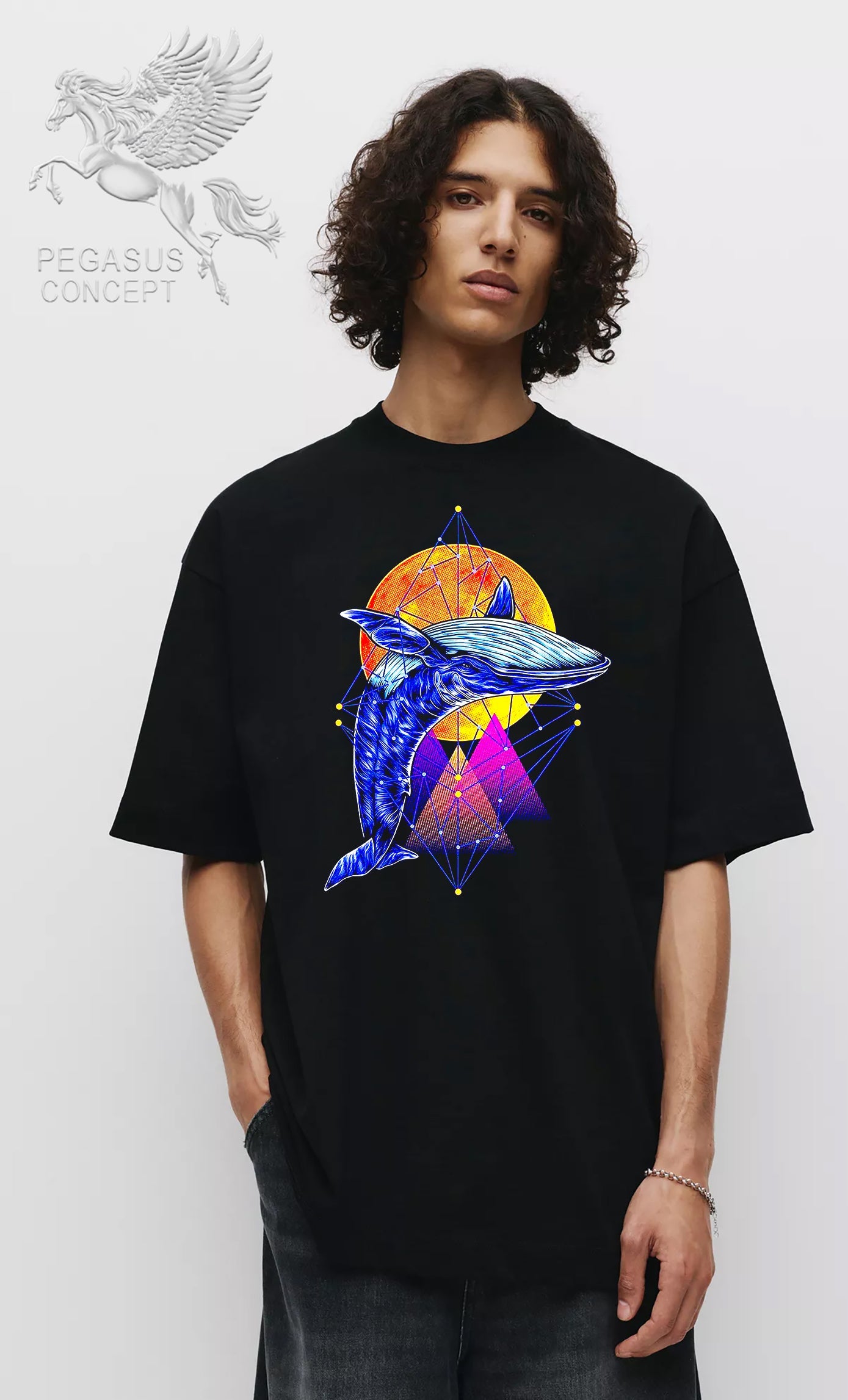 Μπλούζα μακό Premium ποιότητας σε χρώμα μαύρο με τύπωμα Whale