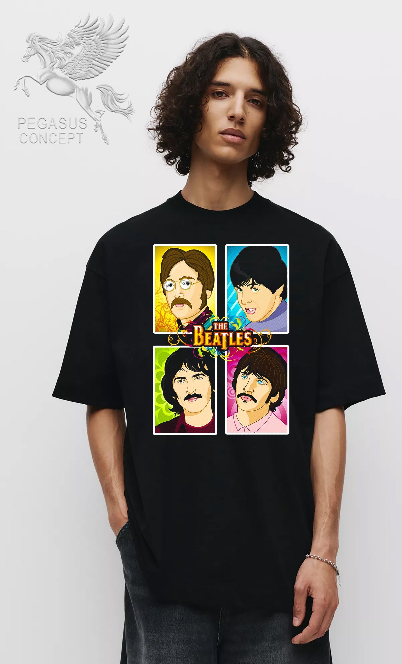 Μπλούζα μακό Premium ποιότητας σε χρώμα μαύρο με τύπωμα The Beatles