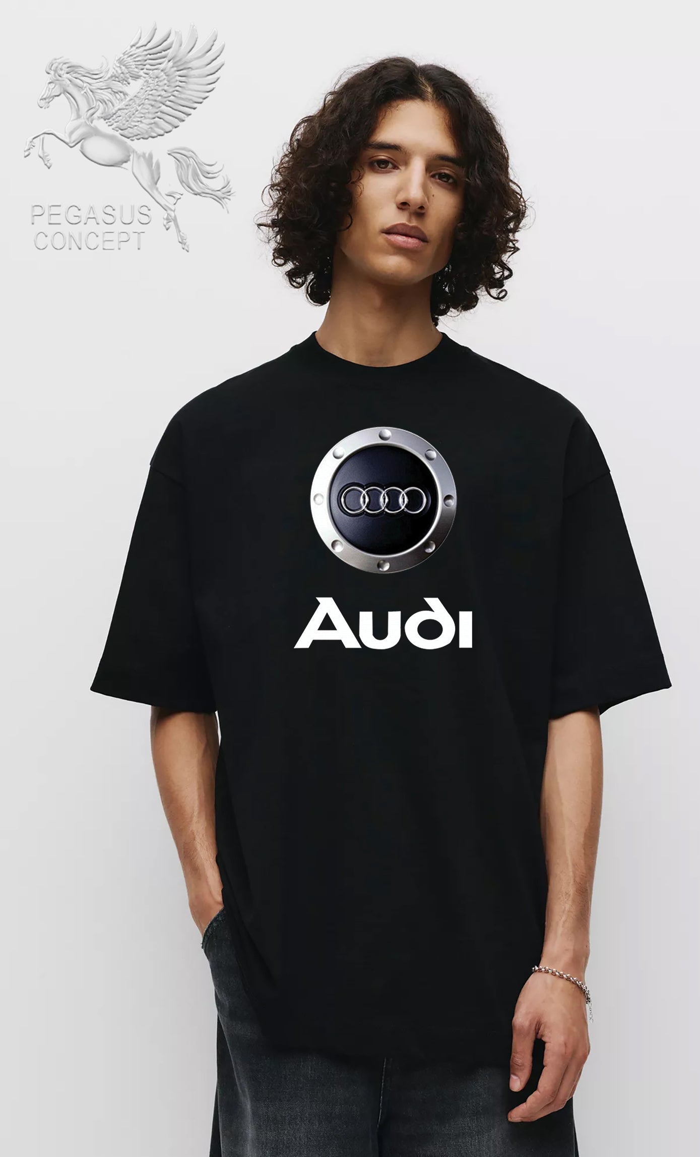 Μπλούζα μακό Premium ποιότητας σε χρώμα μαύρο με τύπωμα Audi