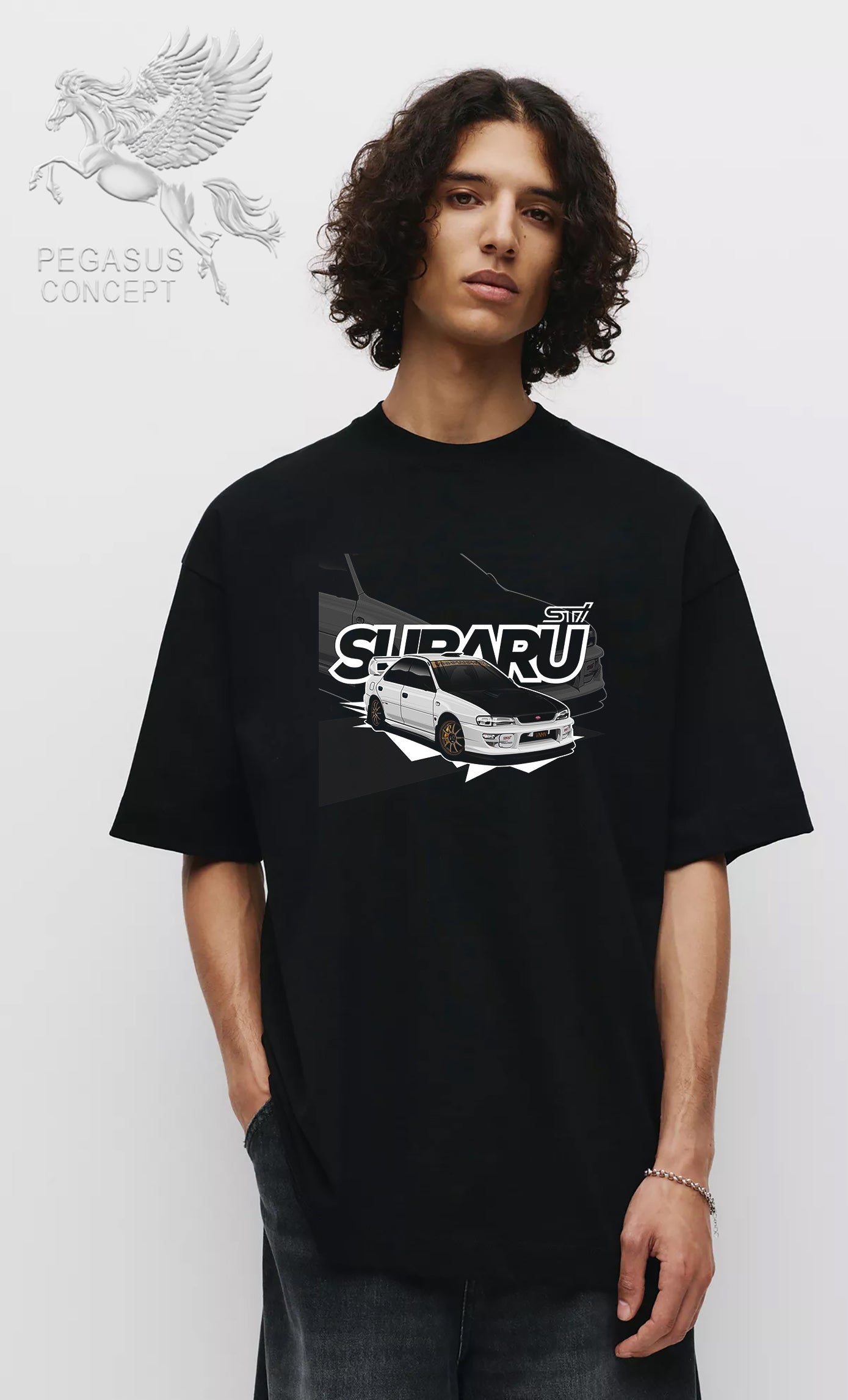Μπλούζα μακό Premium ποιότητας σε χρώμα μαύρο με τύπωμα Subaru STX