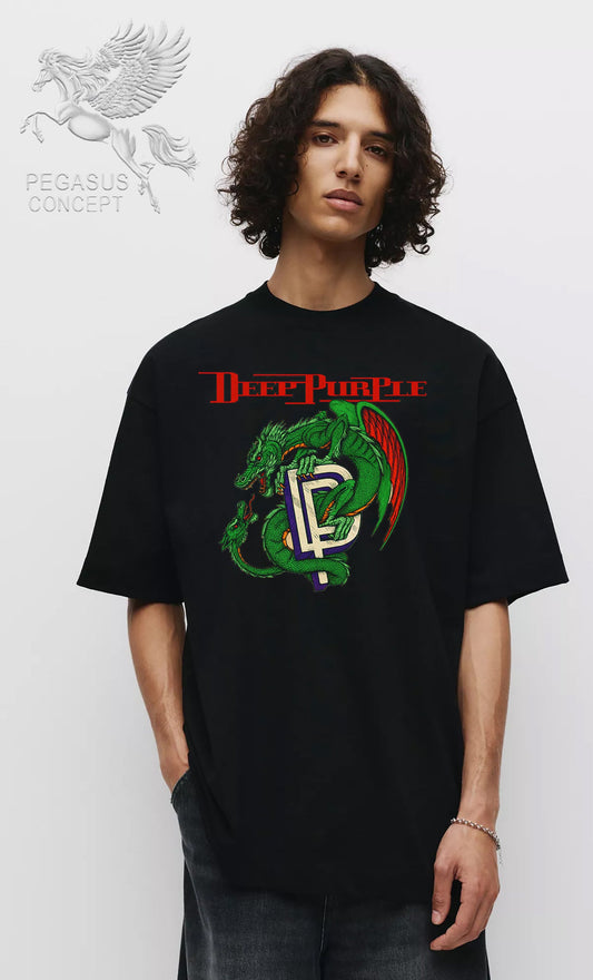 Μπλούζα μακό Premium ποιότητας σε χρώμα μαύρο με τύπωμα Deep Purple