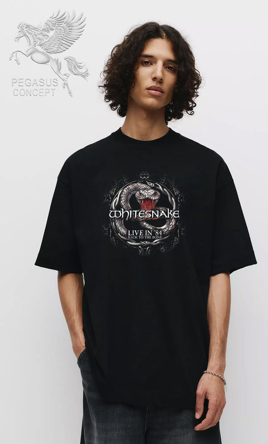 Μπλούζα μακό Premium ποιότητας σε χρώμα μαύρο με τύπωμα Whitesnake