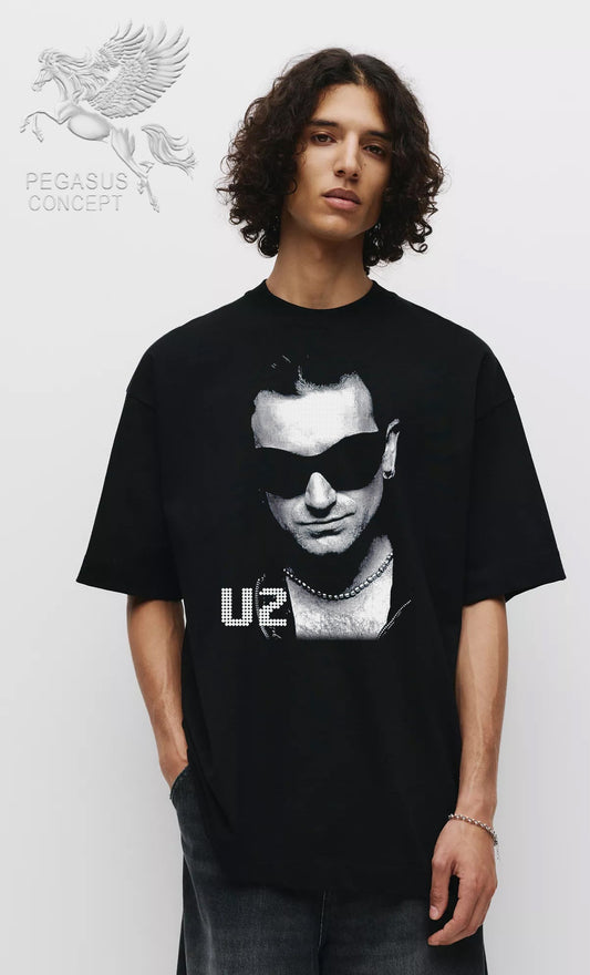Μπλούζα μακό Premium ποιότητας σε χρώμα μαύρο με τύπωμα U2