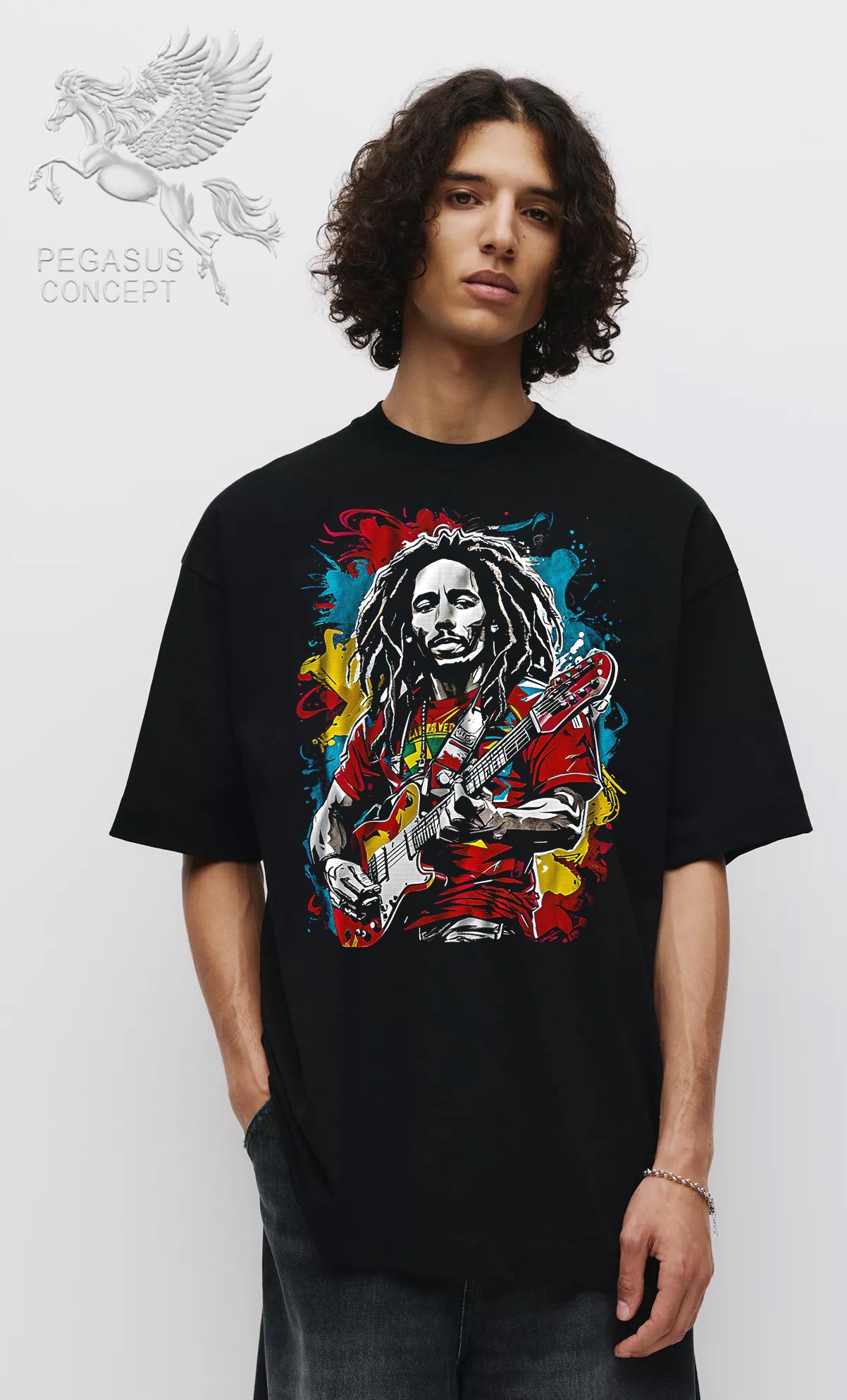 Μπλούζα μακό Premium ποιότητας σε χρώμα μαύρο με τύπωμα Bob Marley