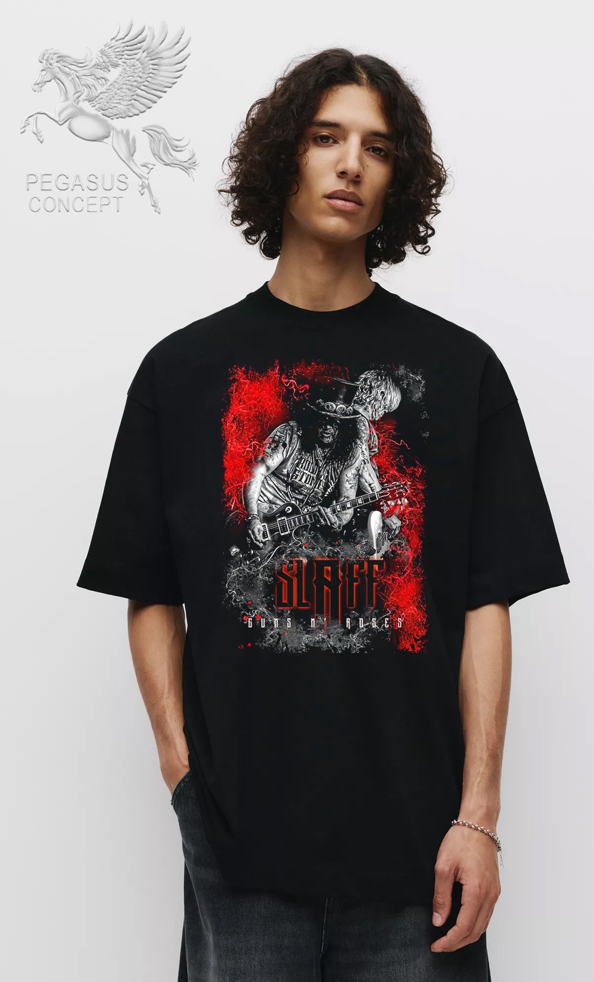 Μπλούζα μακό Premium ποιότητας σε χρώμα μαύρο με τύπωμα Slash - Guns N'Roses