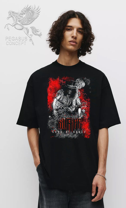 Μπλούζα μακό Premium ποιότητας σε χρώμα μαύρο με τύπωμα Slash - Guns N'Roses