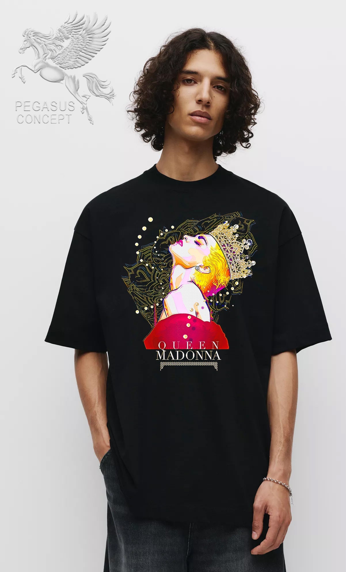 Μπλούζα μακό Premium ποιότητας σε χρώμα μαύρο με τύπωμα Madonna