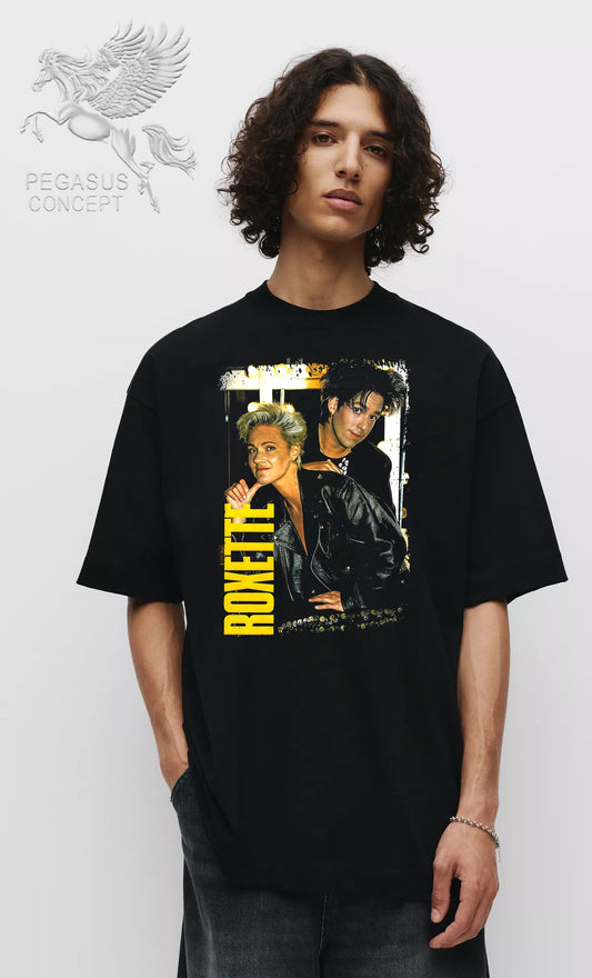 Μπλούζα μακό Premium ποιότητας σε χρώμα μαύρο με τύπωμα Roxette