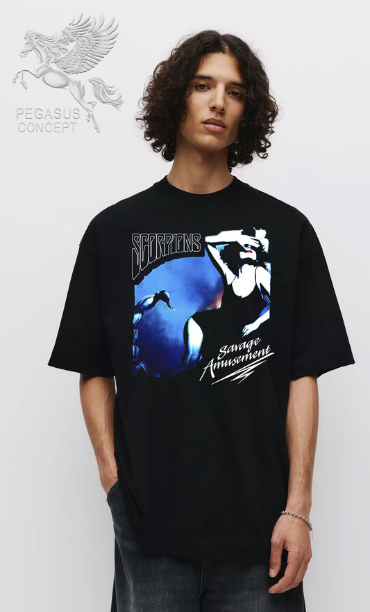 Μπλούζα μακό Premium ποιότητας σε χρώμα μαύρο με τύπωμα Scorpions