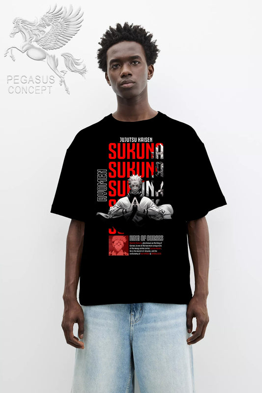 Μπλούζα μακό Premium ποιότητας σε χρώμα μαύρο με τύπωμα Sukuna