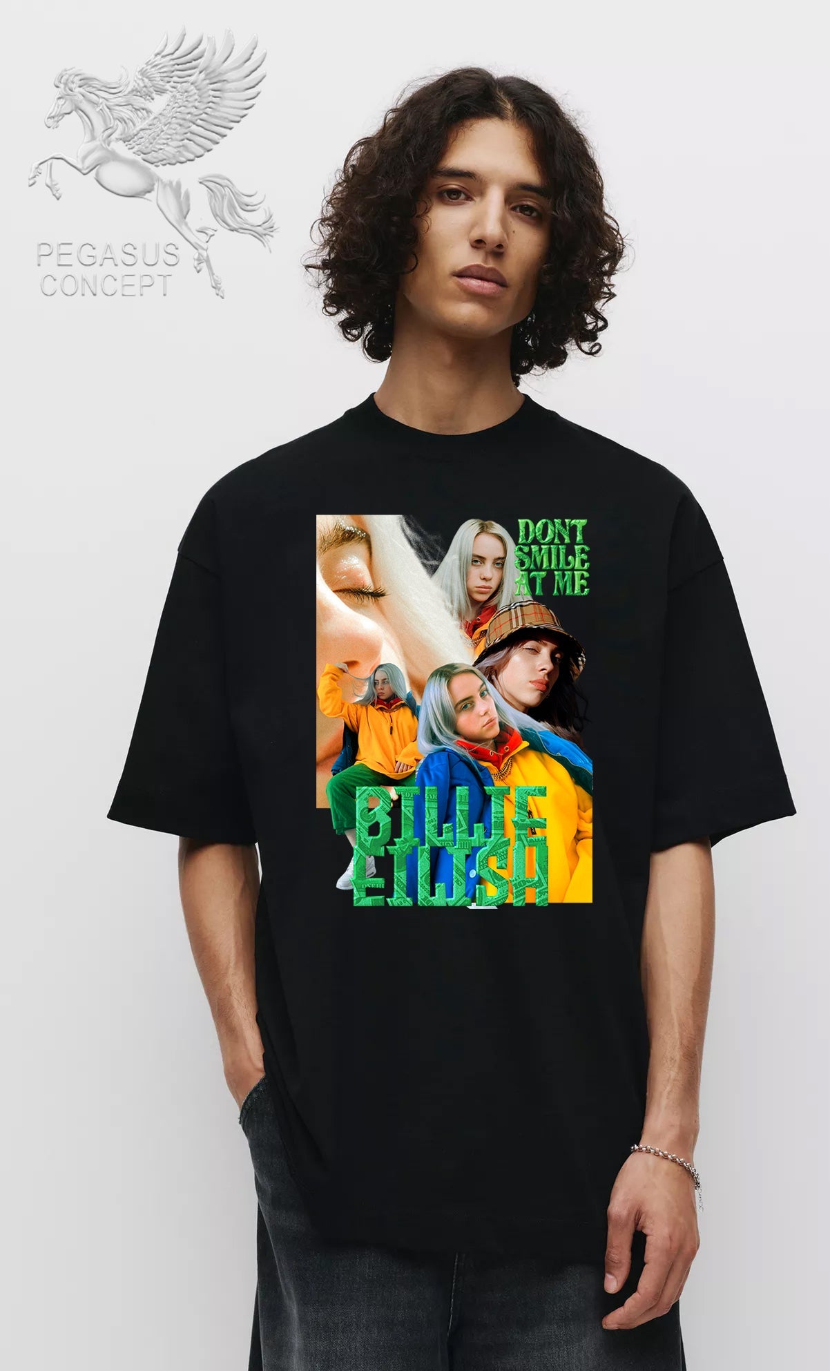 Μπλούζα μακό Premium ποιότητας σε χρώμα μαύρο με τύπωμα Billie Eilish