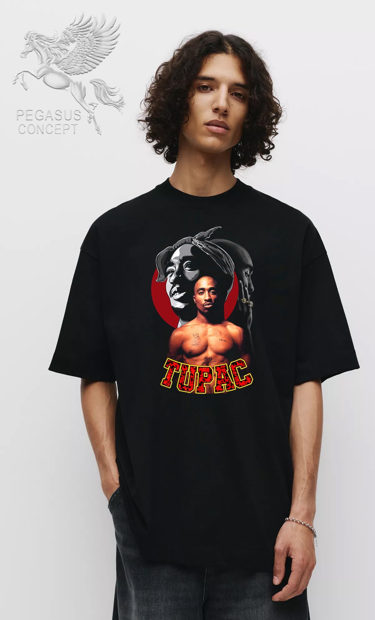 Μπλούζα μακό Premium ποιότητας σε χρώμα μαύρο με τύπωμα Tupac